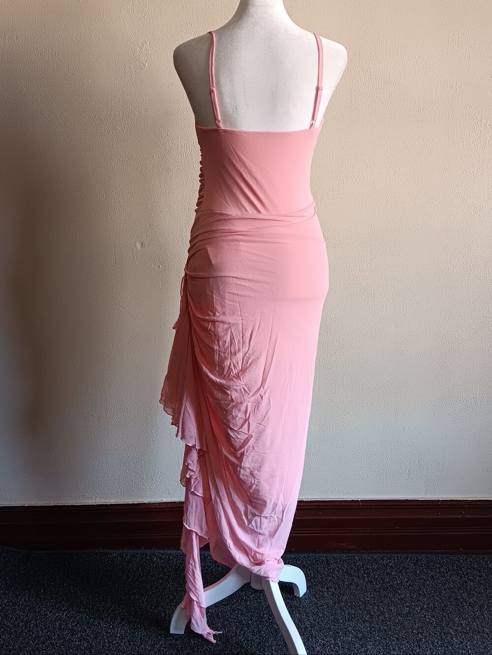 Pink Fairy Ruched Adjustable Spaghetti Strap Slip On Maxi Midi Dress Shein Small - Picture 6 of 11